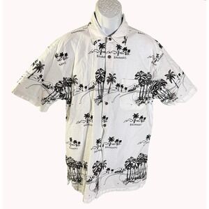 Banana Bay‎ Button Down Shirt Mens 2XL White Bahamas Palm Tree Tropical Cotton